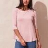 Bamboo 3/4 Sleeve Tee - Rosewater