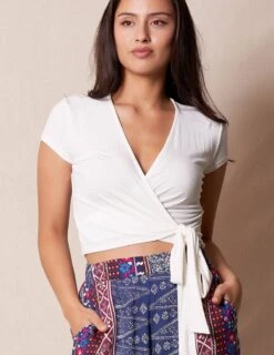 Bamboo Cap Sleeve Wrap Top - Soft White 9 Bamboo Cap Sleeve Wrap Top - Soft White -Tops & Tees Sale sivana bamboo cap sleeve wrap top 32763220394167 6d372143 7808 4188 b72f cf51f6df4f18