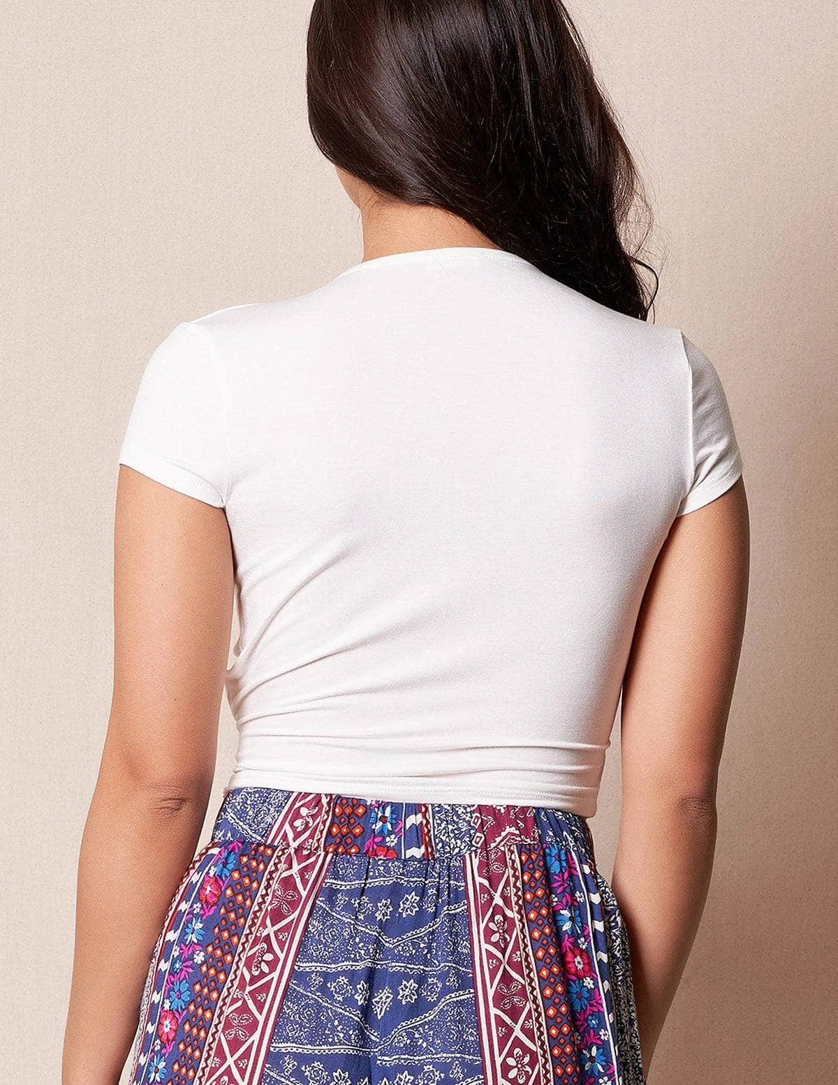 Bamboo Cap Sleeve Wrap Top - Soft White 6 Bamboo Cap Sleeve Wrap Top - Soft White - Image 4