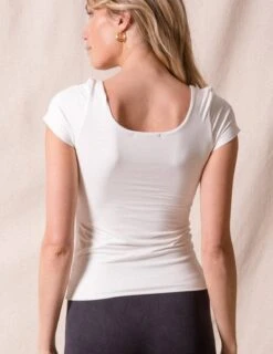 Bamboo Double-Layered Cap Sleeve Tee - Soft White -Tops & Tees Sale sivana bamboo double layer cap sleeve tee 31620697718967