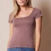 Bamboo Double-Layered Cap Sleeve Tee - Mocha