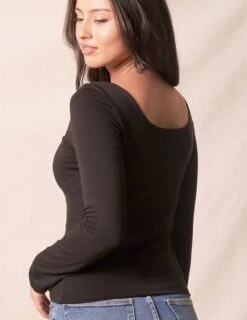 Bamboo Double-Layered Long Sleeve Tee - Black -Tops & Tees Sale sivana bamboo double layered long sleeve tee 32292841521335