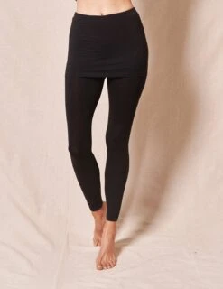 Bamboo Leggings With Skirt - Black