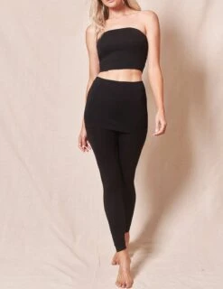 Bamboo Leggings With Skirt - Black -Tops & Tees Sale sivana bamboo leggings with skirt 30588230959287