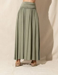 Bamboo Maxi Skirt - Sage -Tops & Tees Sale sivana bamboo maxi skirt 29231290581175