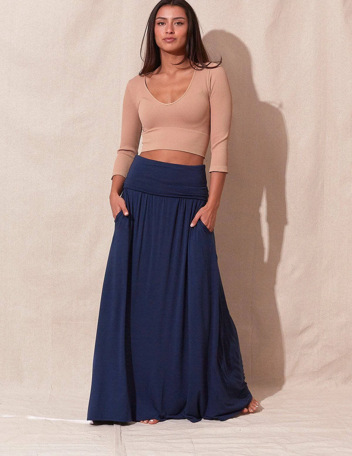 Bamboo Maxi Skirt - Navy 3 Bamboo Maxi Skirt - Navy