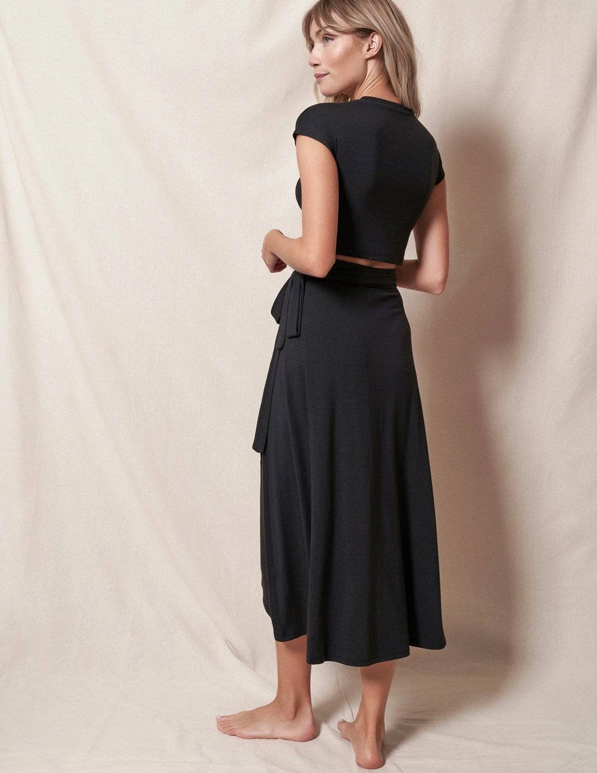 Bamboo / Organic Cotton Wrap Skirt - Black 4 Bamboo / Organic Cotton Wrap Skirt - Black - Image 2