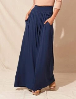 Bamboo Palazzo Pants - Navy -Tops & Tees Sale sivana bamboo palazzo pants 29800795111607