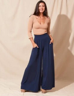 Bamboo Palazzo Pants - Navy