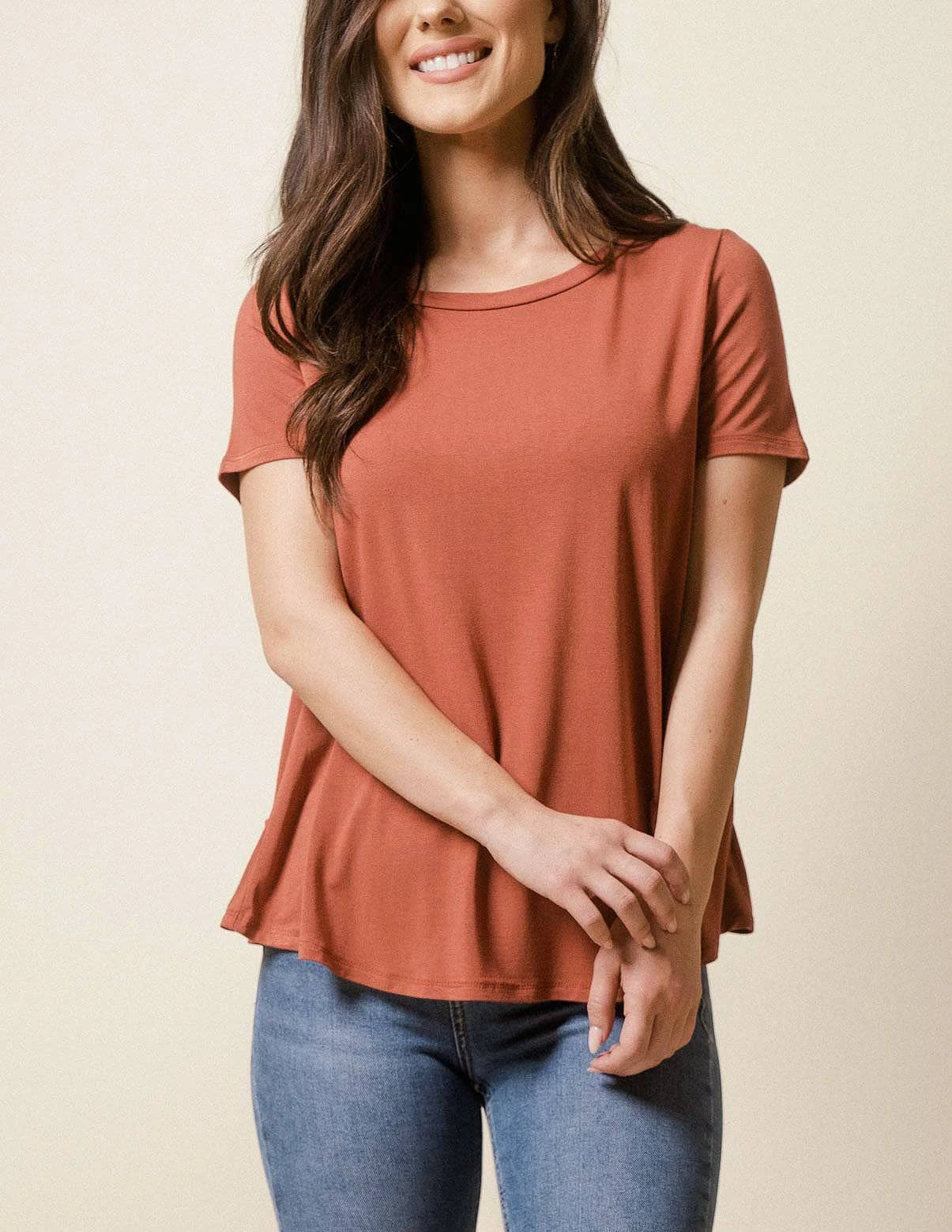 Bamboo Relaxed Tee - Rust 3 Bamboo Relaxed Tee - Rust
