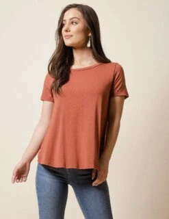 Bamboo Relaxed Tee - Rust 9 Bamboo Relaxed Tee - Rust -Tops & Tees Sale sivana bamboo relaxed tee 30195012698295