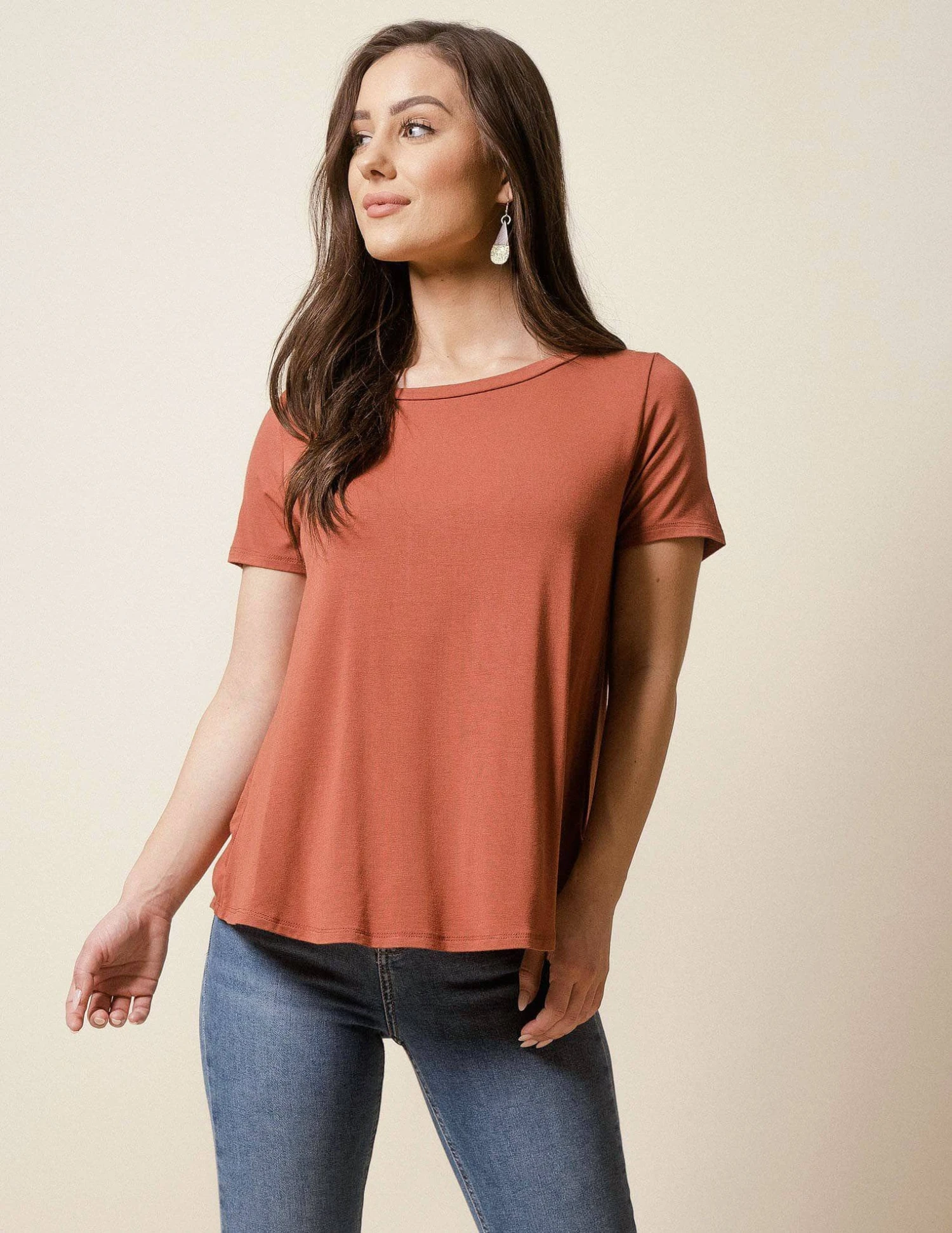 Bamboo Relaxed Tee - Rust 5 Bamboo Relaxed Tee - Rust - Image 3