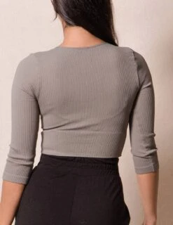 Control Fit Ribbed 3/4 Sleeve Crop Top -Tops & Tees Sale sivana control fit ribbed 3 4 sleeve crop top 32292764385463