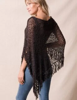 Handwoven Riva Knit Fringe Poncho -Tops & Tees Sale sivana handwoven riva knit fringed poncho 31905535754423