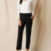 Bamboo / Organic Cotton Flat Waist Ankle Pants - Black -Tops & Tees Sale sivana01295433 final