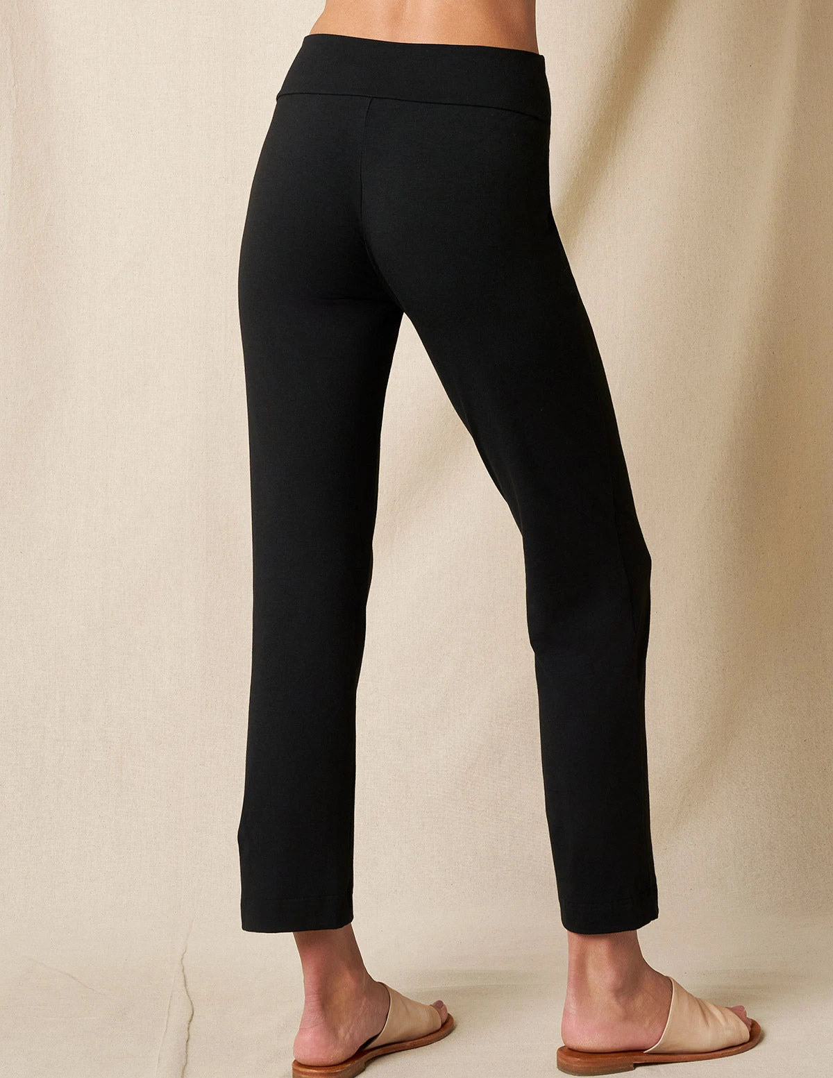 Bamboo / Organic Cotton Flat Waist Ankle Pants - Black 5 Bamboo / Organic Cotton Flat Waist Ankle Pants - Black - Image 3
