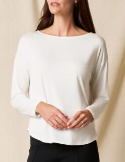 Bamboo Dolman Long Sleeve Tee - Soft White -Tops & Tees Sale sivana01295543 final