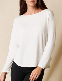 Bamboo Dolman Long Sleeve Tee - Soft White -Tops & Tees Sale sivana01295545 final