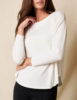 Bamboo Dolman Long Sleeve Tee - Soft White