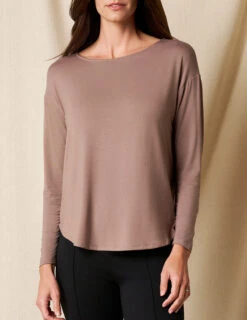 Bamboo Dolman Long Sleeve Tee - Mocha -Tops & Tees Sale sivana01295743 final