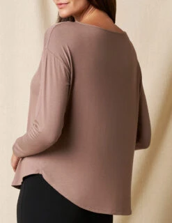 Bamboo Dolman Long Sleeve Tee - Mocha -Tops & Tees Sale sivana01295754 final