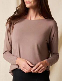 Bamboo Dolman Long Sleeve Tee - Mocha -Tops & Tees Sale sivana01295770 final