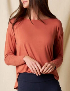 Bamboo Dolman Long Sleeve Tee - Rust -Tops & Tees Sale sivana01296073 final