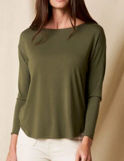 Bamboo Dolman Long Sleeve Tee - Olive