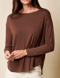 Bamboo Dolman Long Sleeve Tee - Cocoa -Tops & Tees Sale sivana01296198 final1