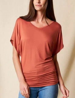 Bamboo Dolman Tunic - Rust -Tops & Tees Sale sivana01296399 final