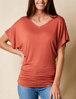 Bamboo Dolman Tunic - Rust