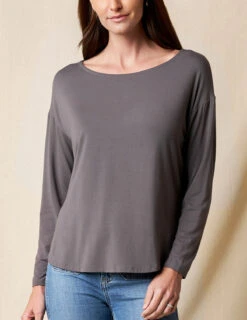 Bamboo Dolman Long Sleeve Tee - Grey