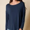 Bamboo Dolman Long Sleeve Tee - Navy -Tops & Tees Sale sivana01296588 final