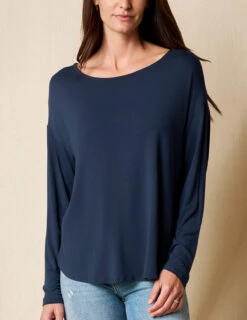Bamboo Dolman Long Sleeve Tee - Navy